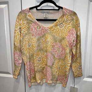 NWT Jillian Jones Women's Medium Pink and Orange Floral Top